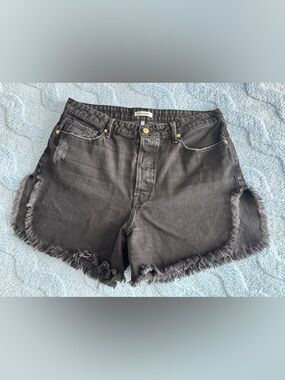 Good American Shorts Women 14/32 Black Denim Distressed Hip Funky High Rise